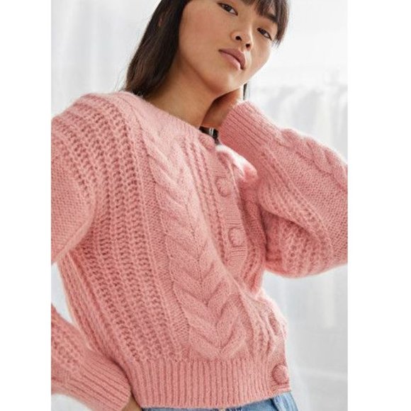 & Other Stories Sweaters - & Other Stories Cropped Cable Knit Cardigan